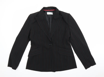 Liquid Womens Black Striped  Jacket Suit Jacket Size 14