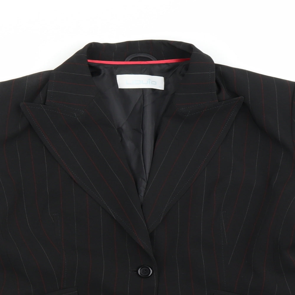 Liquid Womens Black Striped  Jacket Suit Jacket Size 14