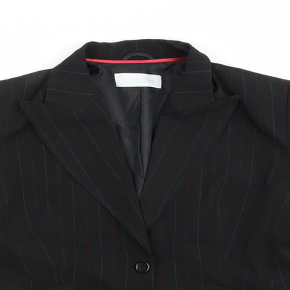 Liquid Womens Black Striped  Jacket Suit Jacket Size 14