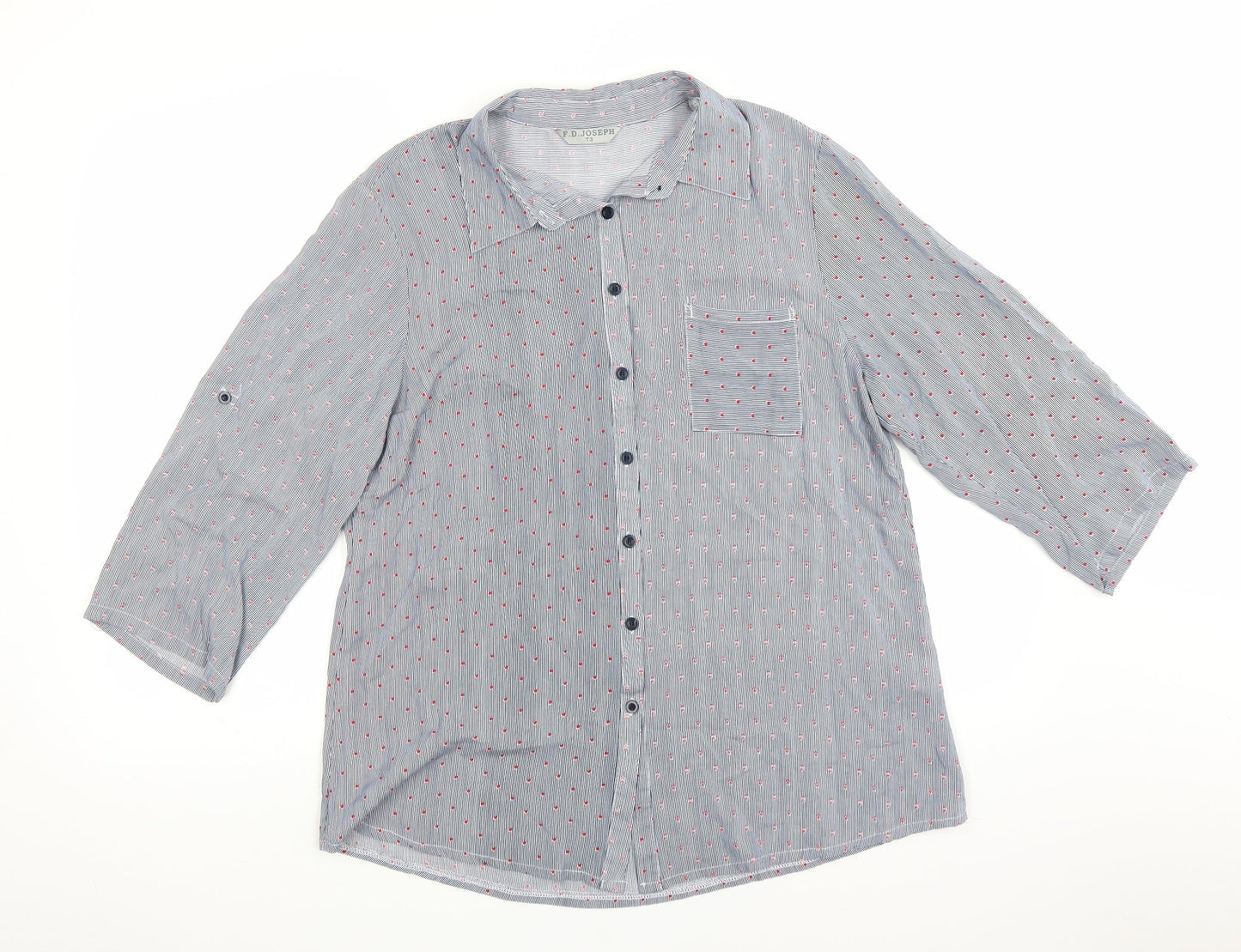 f.d.joseph Womens Blue Polka Dot  Basic Blouse Size M