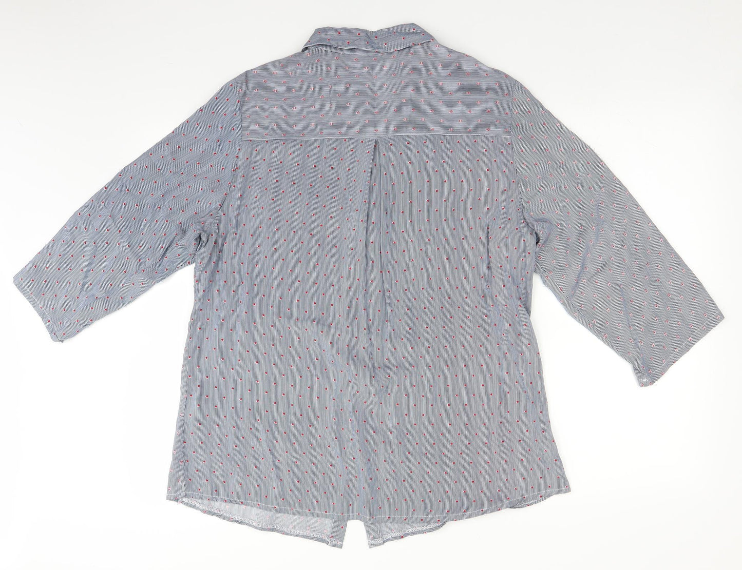 f.d.joseph Womens Blue Polka Dot  Basic Blouse Size M
