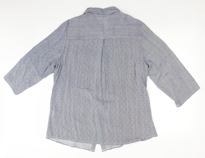 f.d.joseph Womens Blue Polka Dot  Basic Blouse Size M