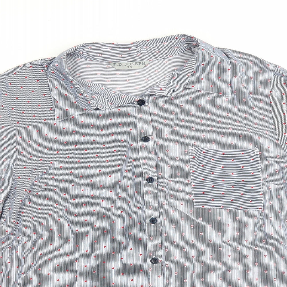 f.d.joseph Womens Blue Polka Dot  Basic Blouse Size M