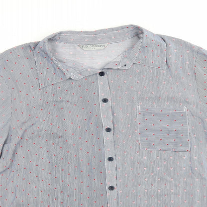 f.d.joseph Womens Blue Polka Dot  Basic Blouse Size M