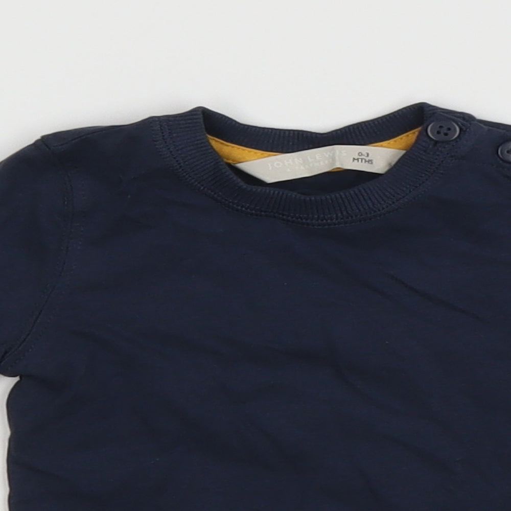 John Lewis Baby Blue   Basic T-Shirt Size 0-3 Months