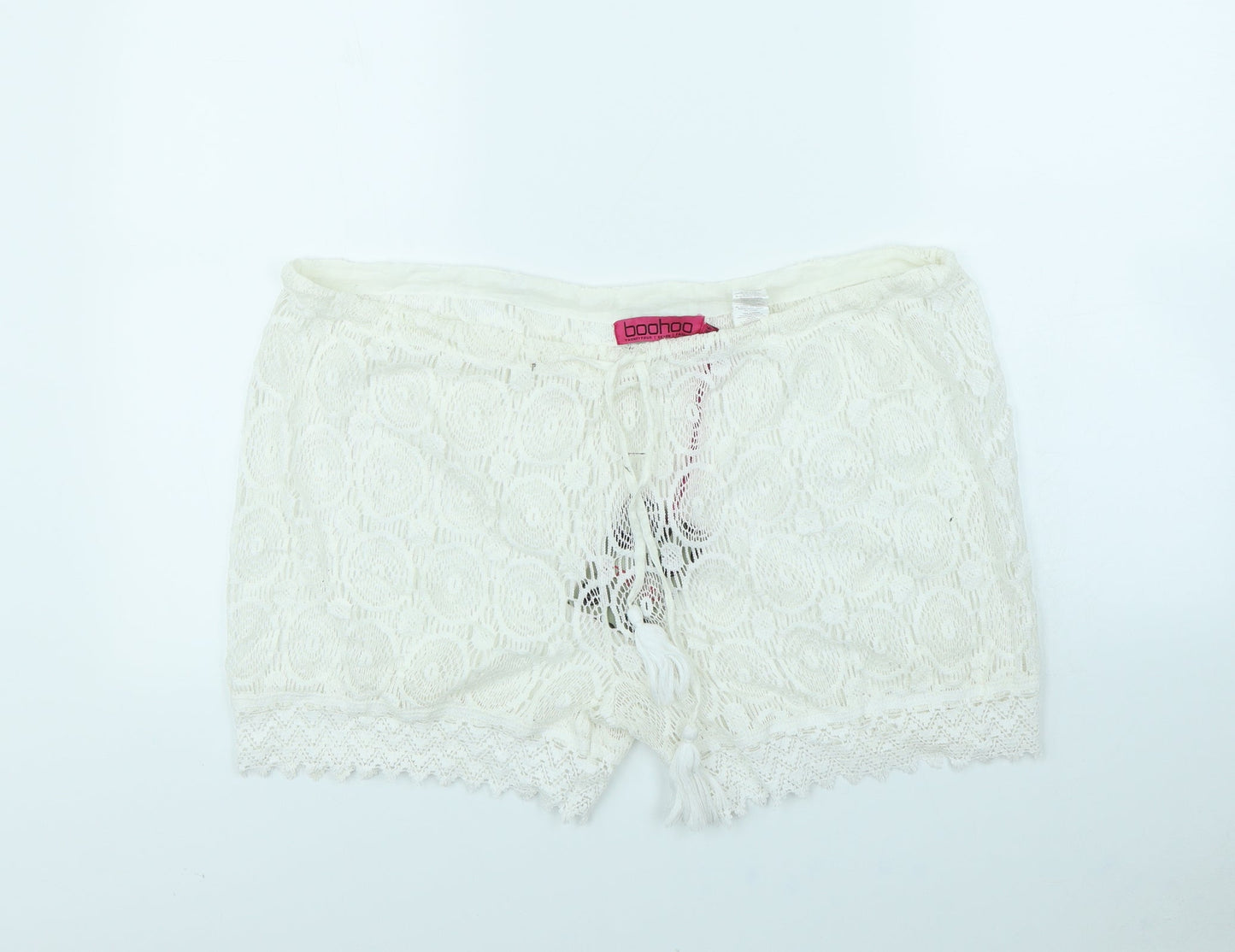 Boohoo Womens White   Cut-Off Shorts Size 12