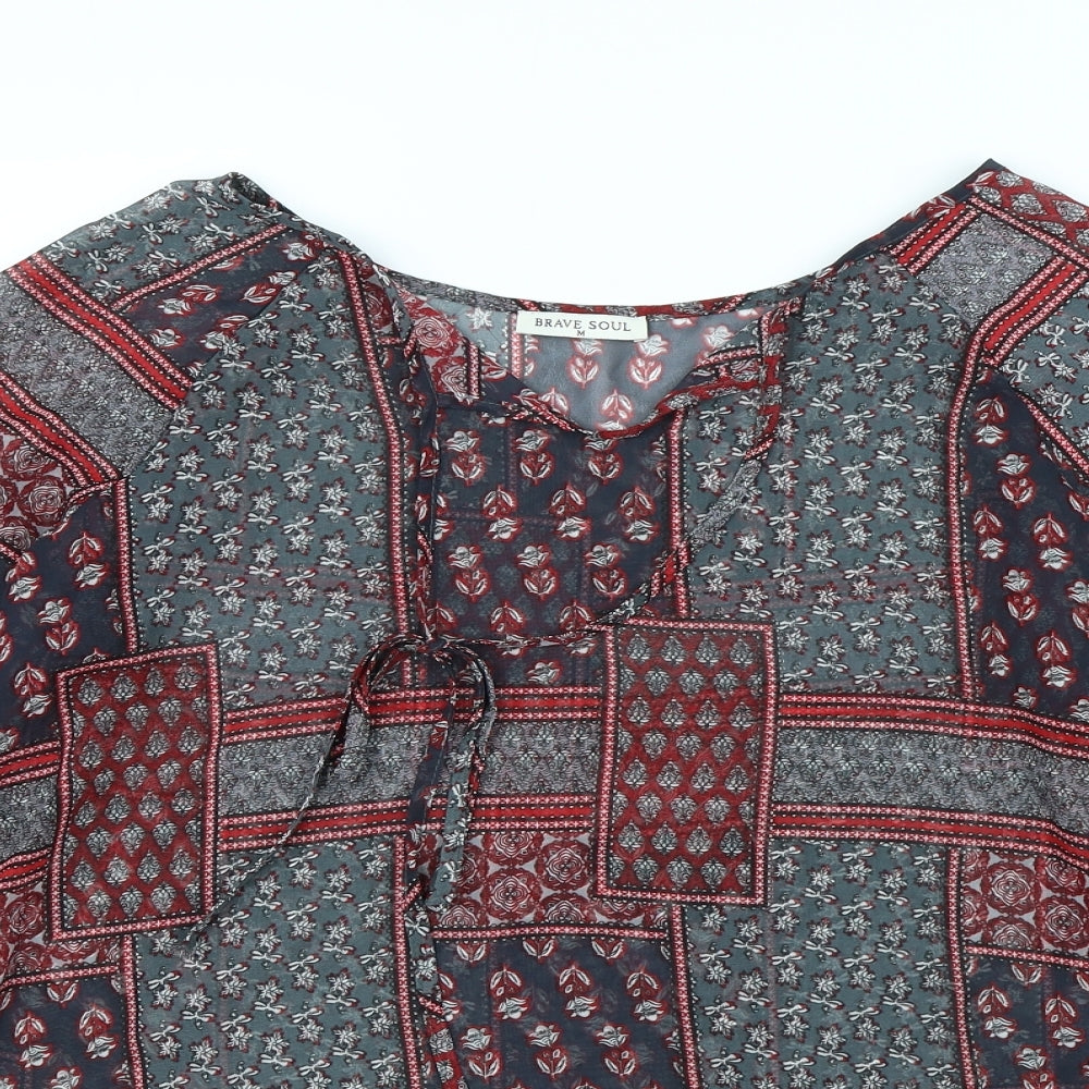 Womens UK Size M Brave Soul Green Basic Blouse