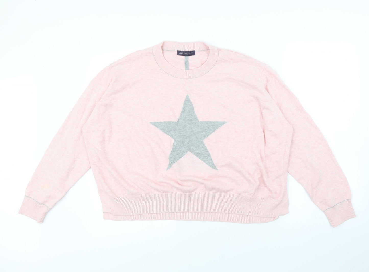 M&s Womens Pink   Pullover Jumper Size L  - Star pattern