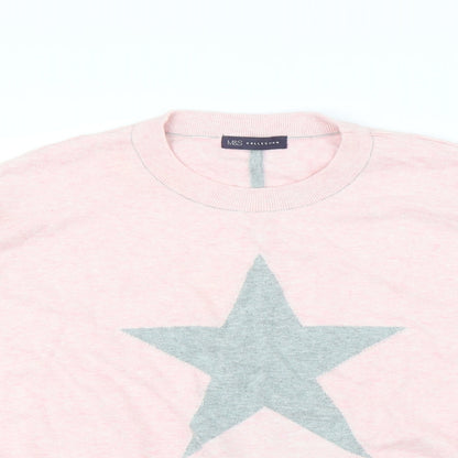 M&s Womens Pink   Pullover Jumper Size L  - Star pattern