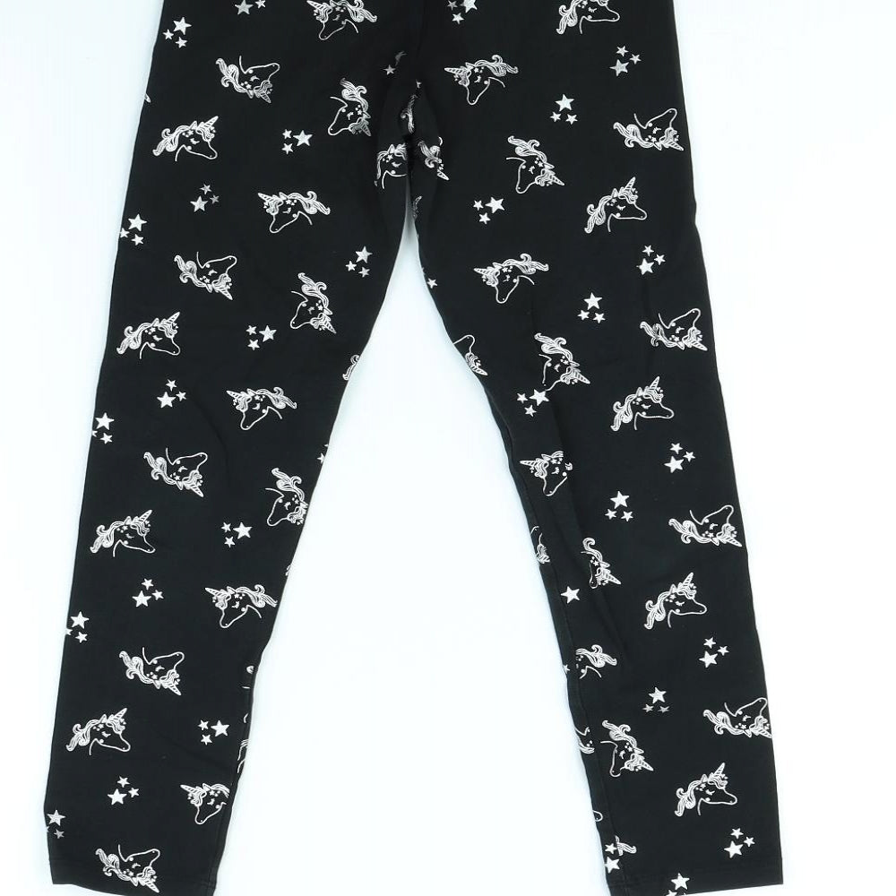 Nutmeg Girls Black Spotted  Capri Trousers Size 8 Years