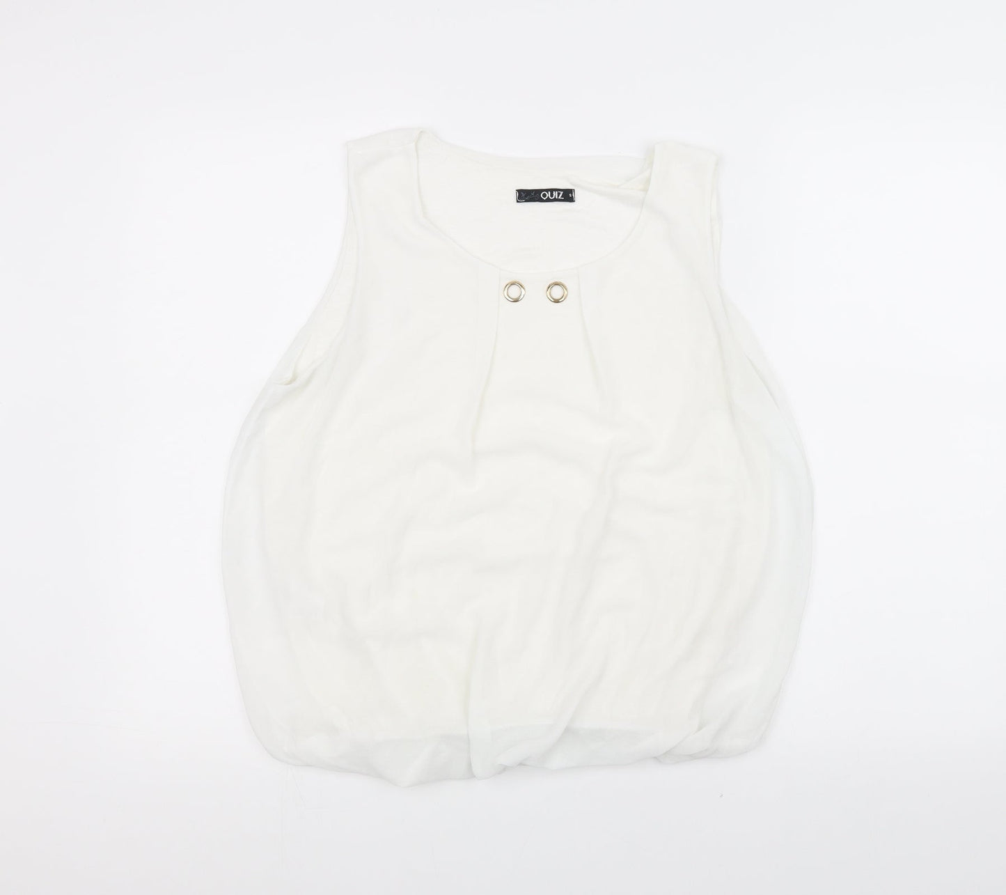 Womens UK Size S Quiz White Basic T-Shirt