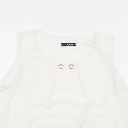Womens UK Size S Quiz White Basic T-Shirt