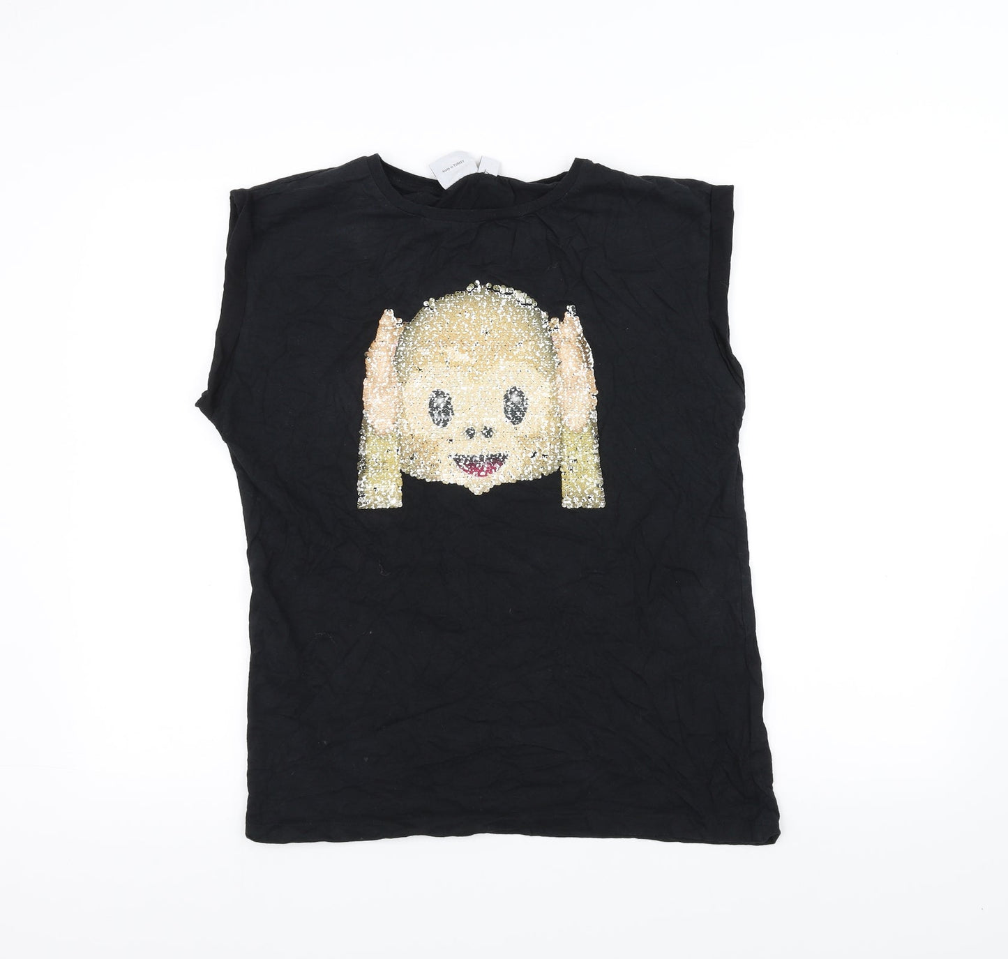 Womens UK Size 12 Atmosphere Black Basic T-Shirt
