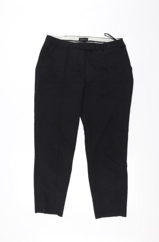 Womens UK Size 10 Topshop Regular Fit  Black Trousers
