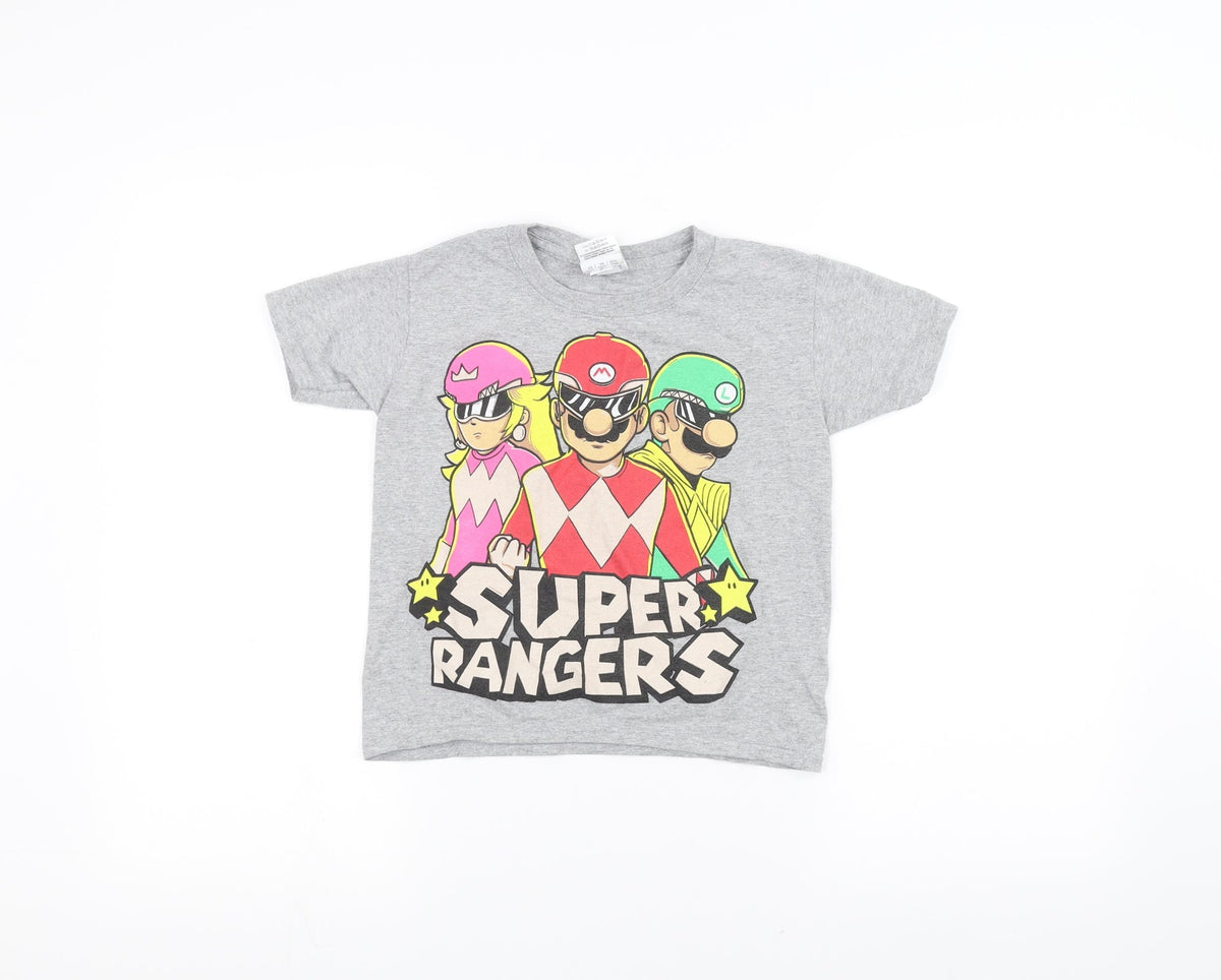 Gilden Boys Grey   Basic T-Shirt Size XS  - super rangers