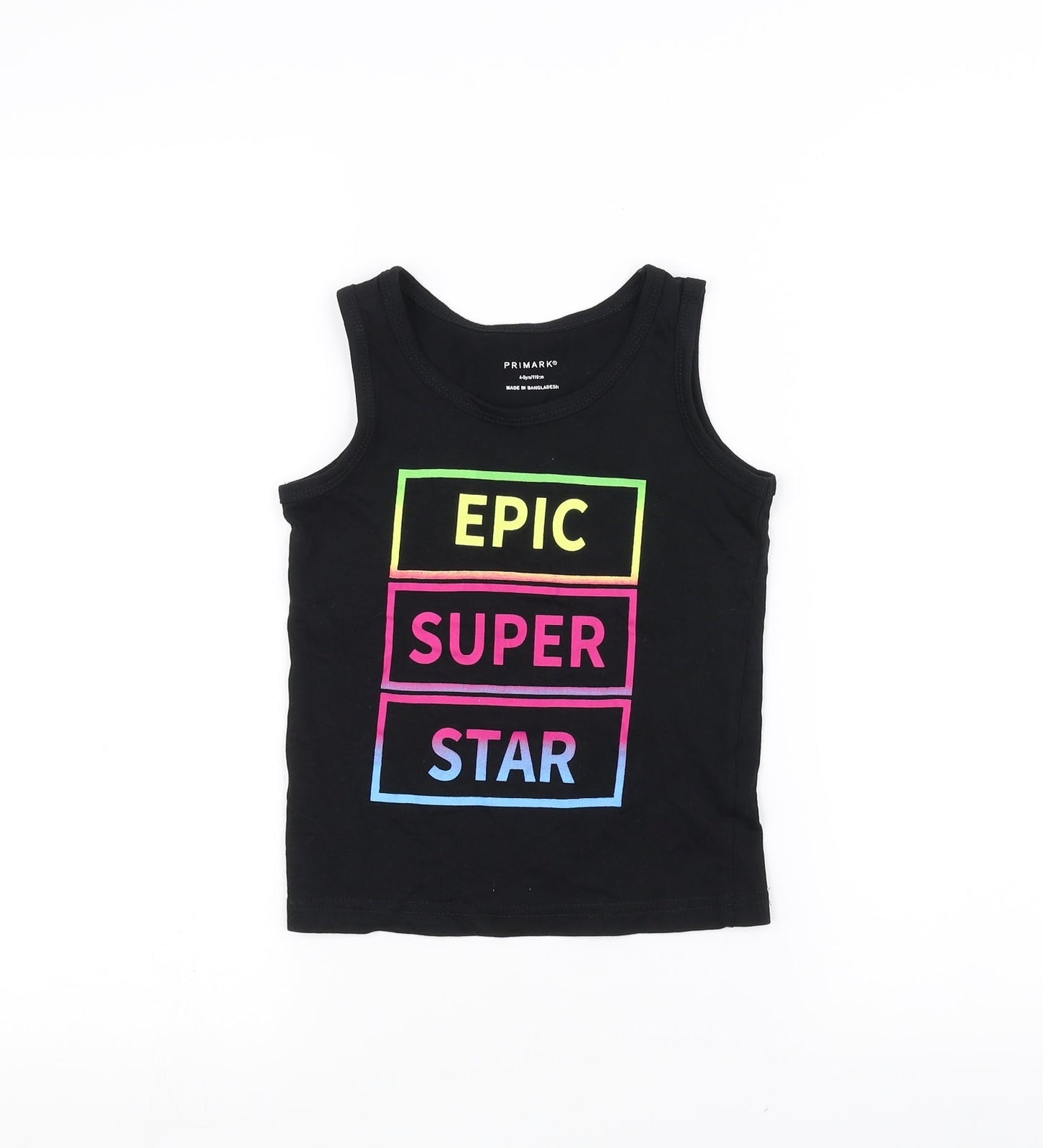 Primark Girls Black   Basic Tank Size 4-5 Years