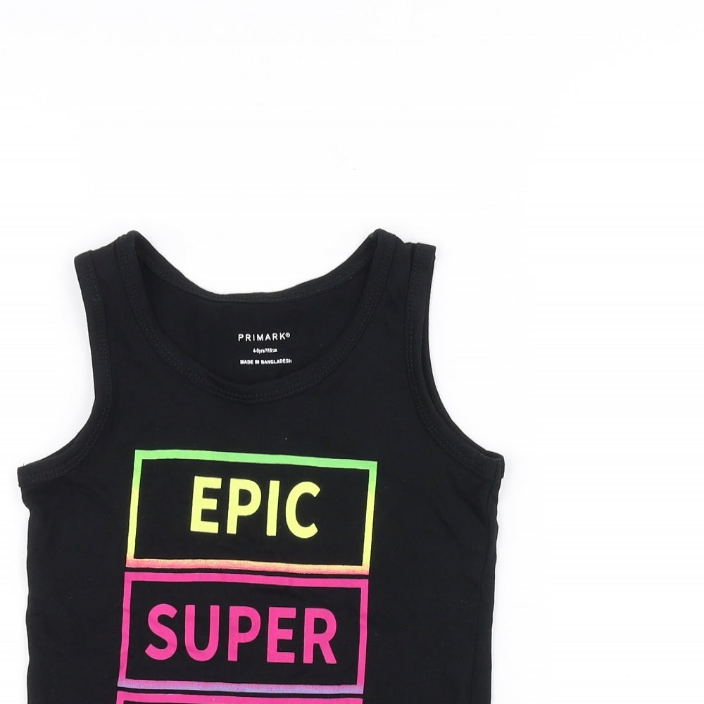 Primark Girls Black   Basic Tank Size 4-5 Years