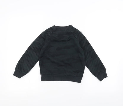 Primark Boys Green Camouflage  Pullover Jumper Size 5-6 Years