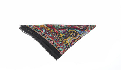 Additional front view of Preworn unisex black paisley shawl/wrap