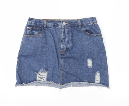 Womens UK Size 12 Boohoo Mini Denim Skirt