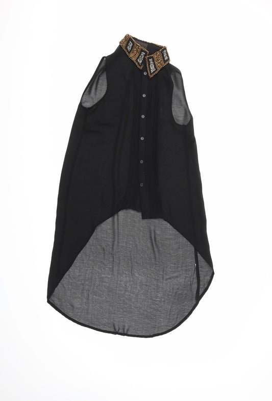 Womens UK Size 6 Atmosphere Black Basic Button-Up