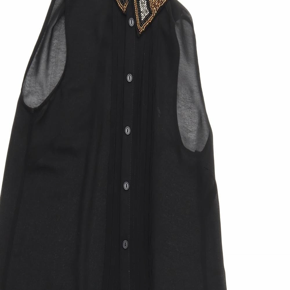 Womens UK Size 6 Atmosphere Black Basic Button-Up