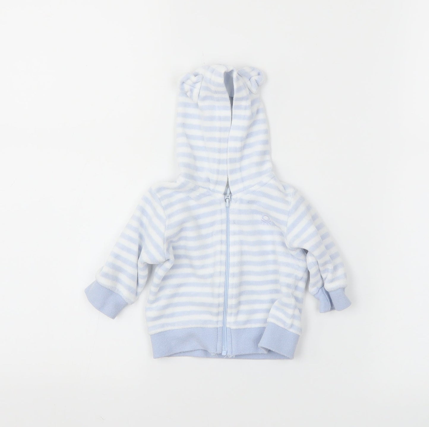 Benetton Boys Blue Striped  Full Zip Jumper Size 0-3 Months