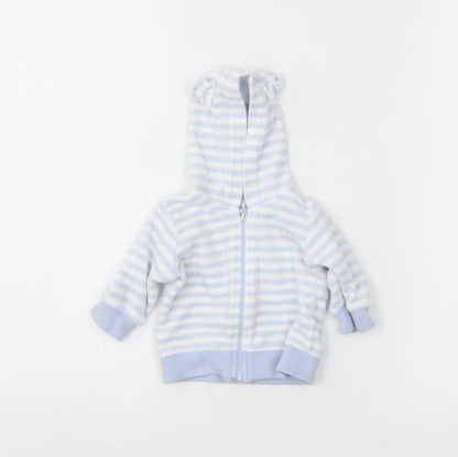 Benetton Boys Blue Striped  Full Zip Jumper Size 0-3 Months