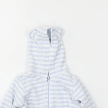 Benetton Boys Blue Striped  Full Zip Jumper Size 0-3 Months