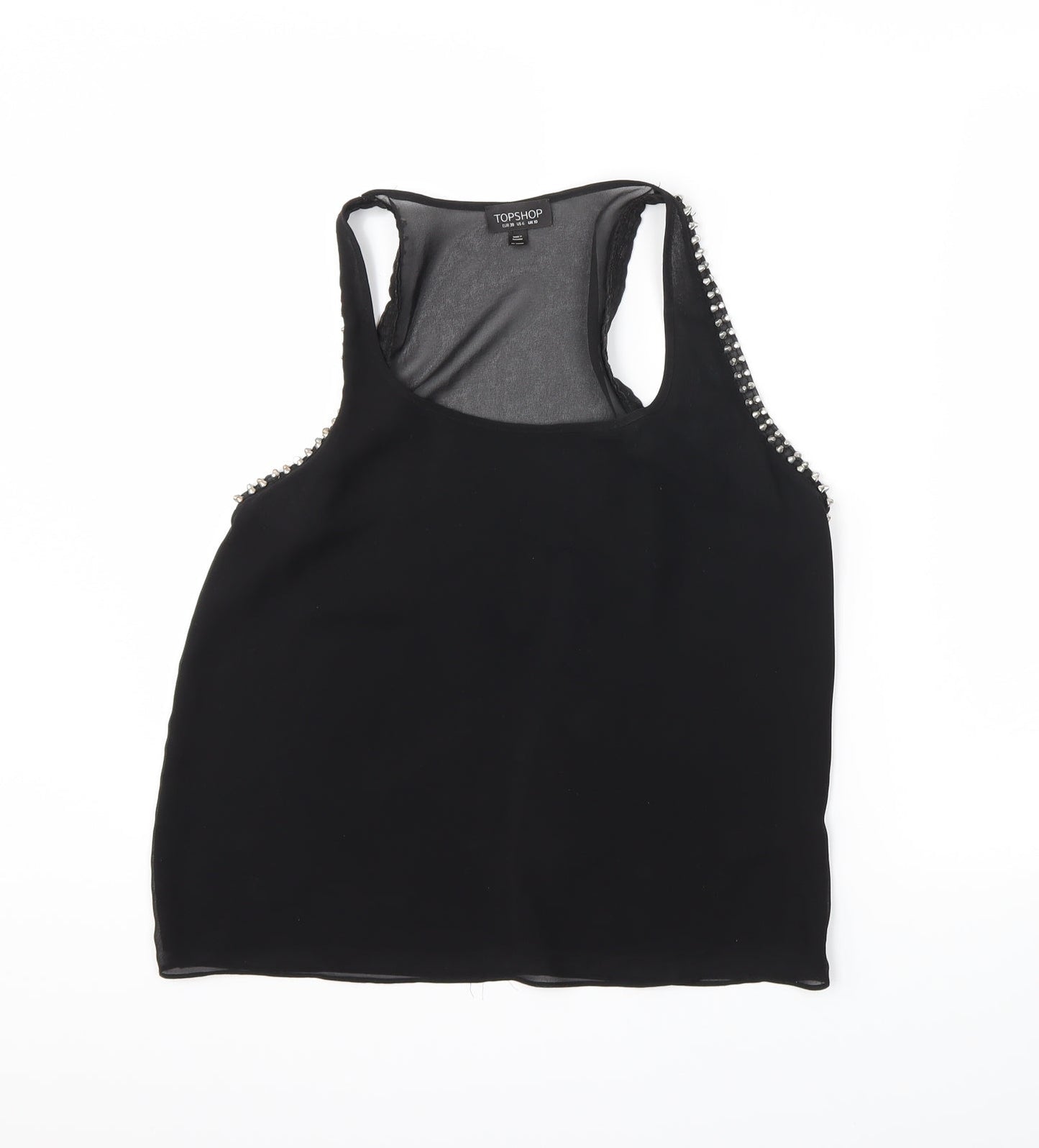 Womens UK Size 10 Topshop Black Basic Tank