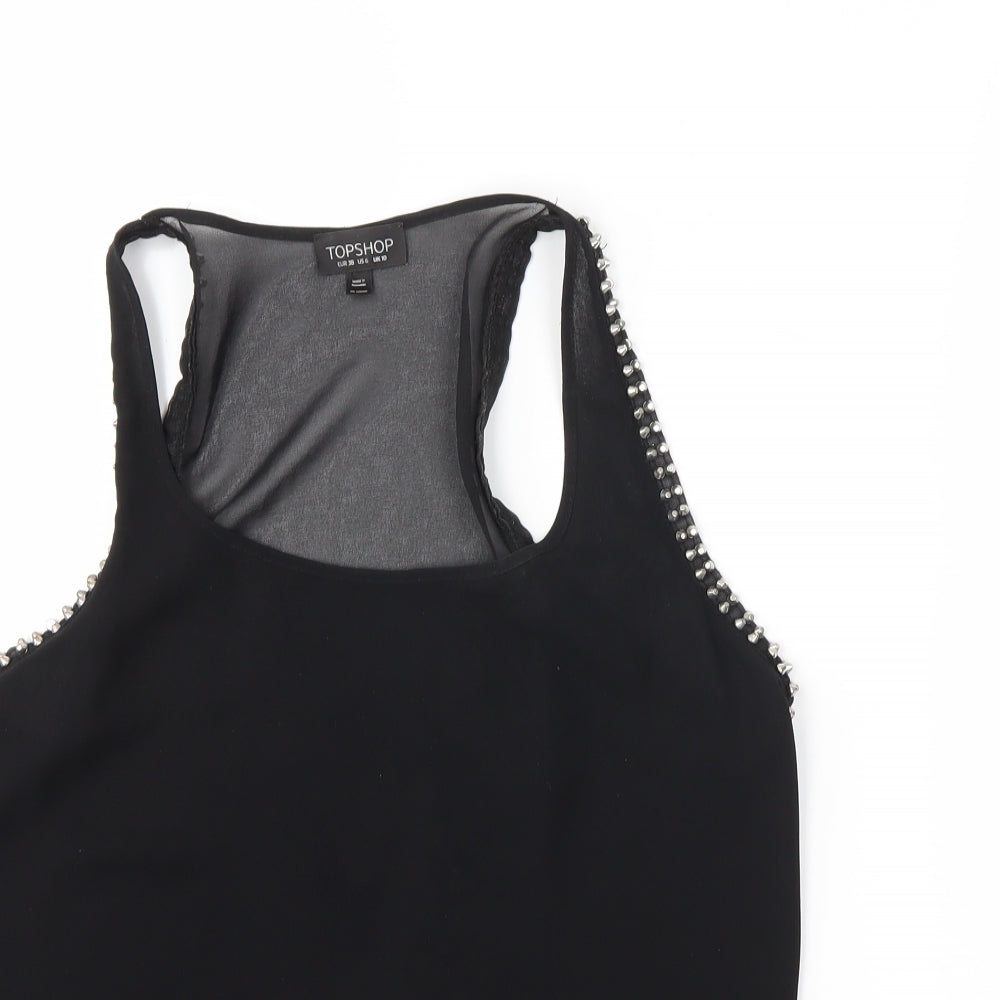 Womens UK Size 10 Topshop Black Basic Tank