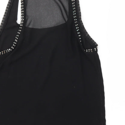 Womens UK Size 10 Topshop Black Basic Tank