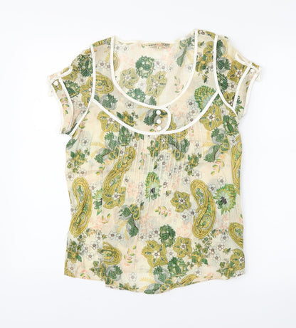 iora Womens Beige Paisley  Basic Blouse Size L