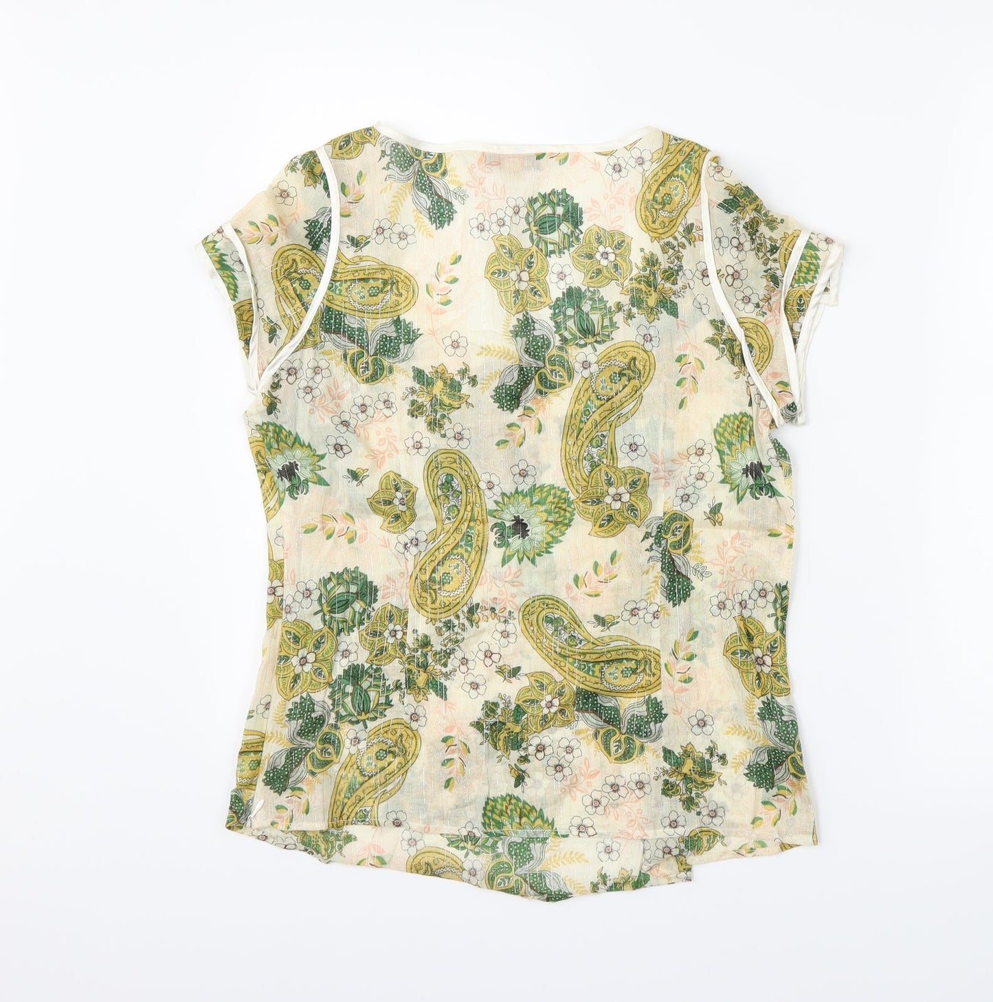 iora Womens Beige Paisley  Basic Blouse Size L
