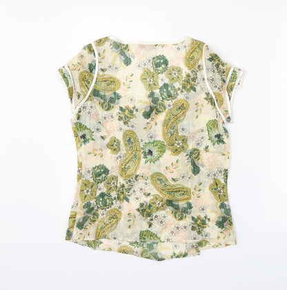 iora Womens Beige Paisley  Basic Blouse Size L