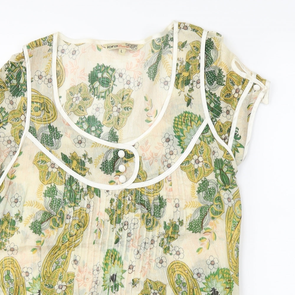 iora Womens Beige Paisley  Basic Blouse Size L