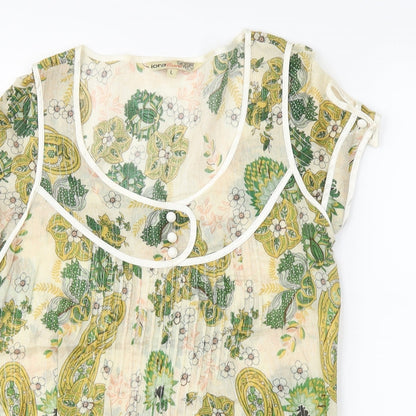 iora Womens Beige Paisley  Basic Blouse Size L