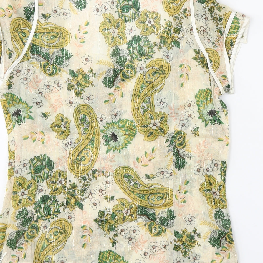 iora Womens Beige Paisley  Basic Blouse Size L