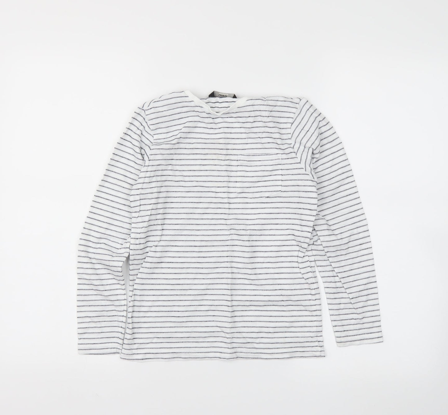 George Girls White Striped  Basic T-Shirt Size 7-8 Years