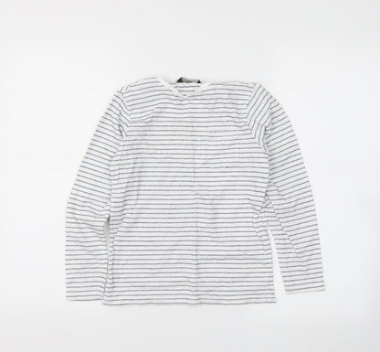 George Girls White Striped  Basic T-Shirt Size 7-8 Years