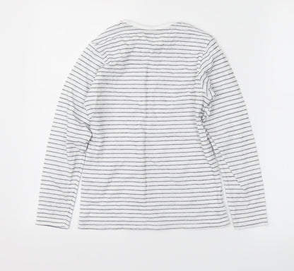 George Girls White Striped  Basic T-Shirt Size 7-8 Years