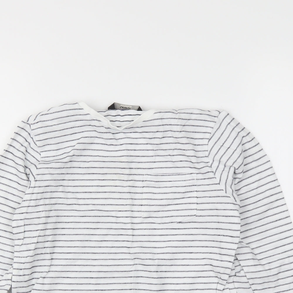 George Girls White Striped  Basic T-Shirt Size 7-8 Years