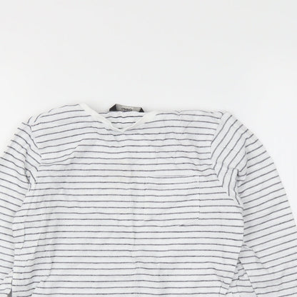 George Girls White Striped  Basic T-Shirt Size 7-8 Years