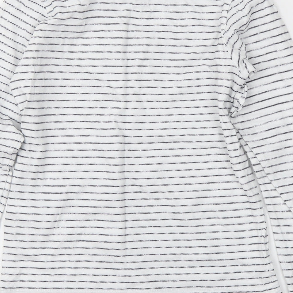 George Girls White Striped  Basic T-Shirt Size 7-8 Years