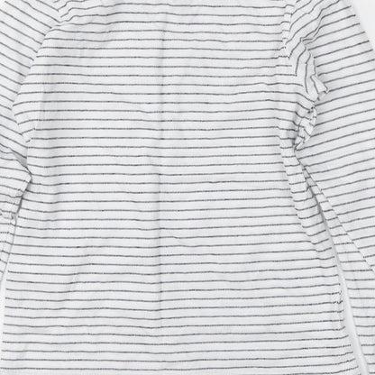 George Girls White Striped  Basic T-Shirt Size 7-8 Years