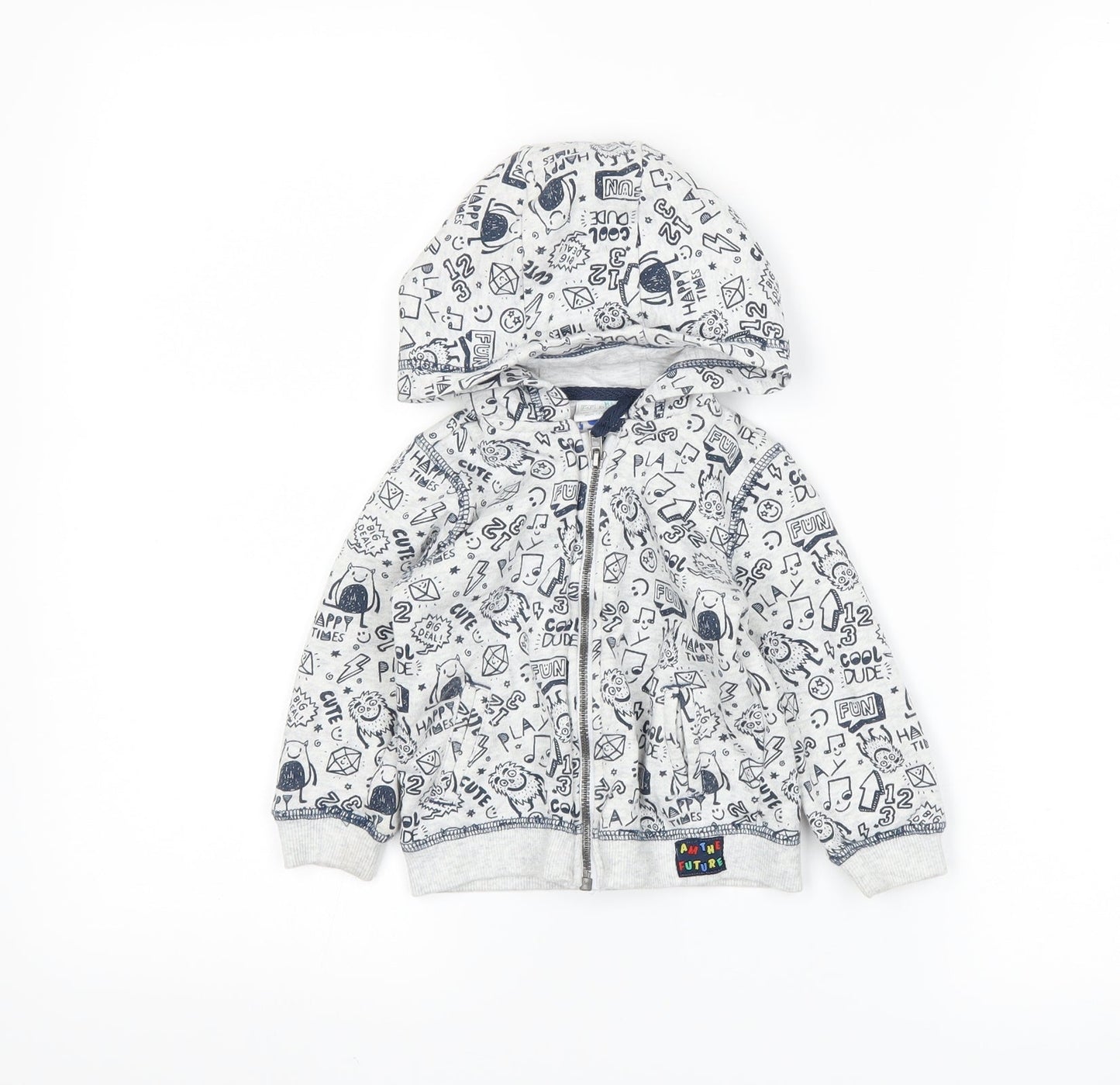 F&F Boys Grey   Full Zip Jumper Size 9-12 Months