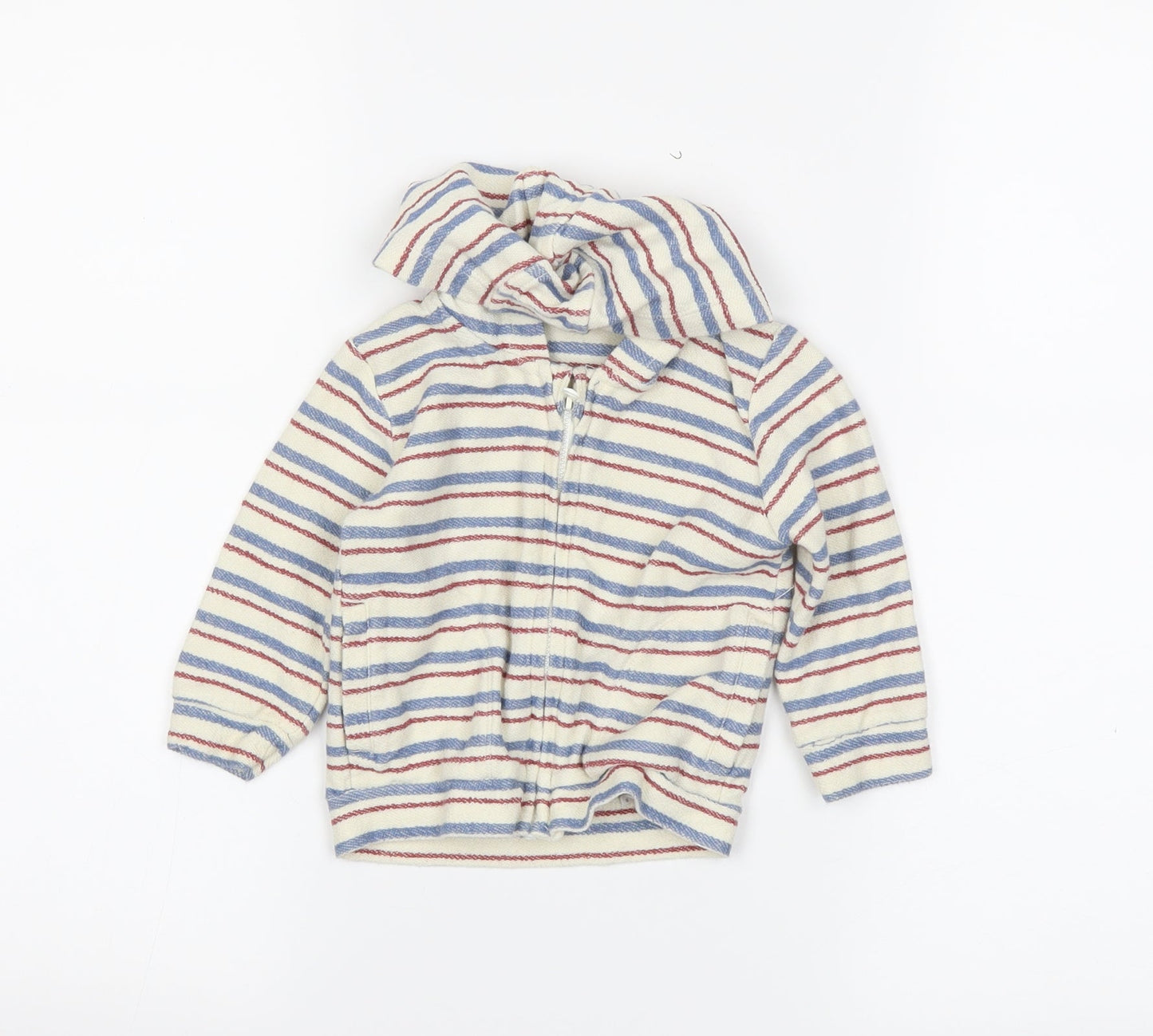 M&S Boys Beige Striped  Full Zip Jumper Size 6-9 Months