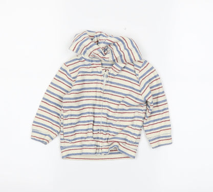 M&S Boys Beige Striped  Full Zip Jumper Size 6-9 Months