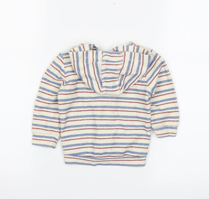 M&S Boys Beige Striped  Full Zip Jumper Size 6-9 Months