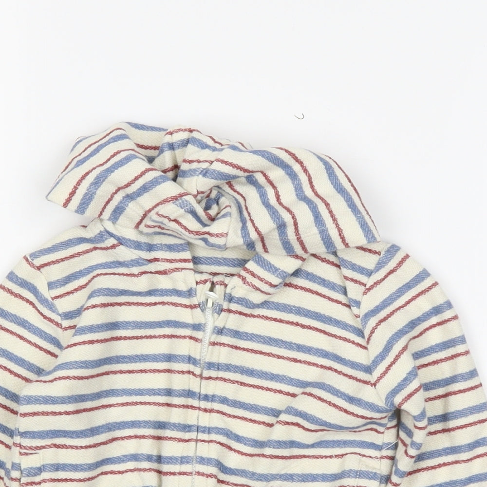 M&S Boys Beige Striped  Full Zip Jumper Size 6-9 Months
